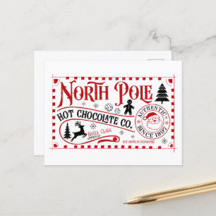Cartão Postal De Festividades Natal de chocolate quente do Polo Norte