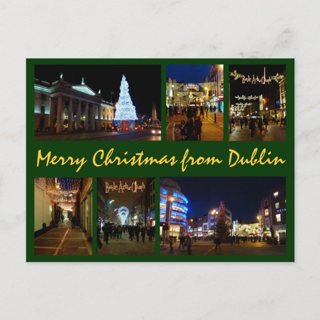 Cartão Postal De Festividades Natal de Dublin (Frente)