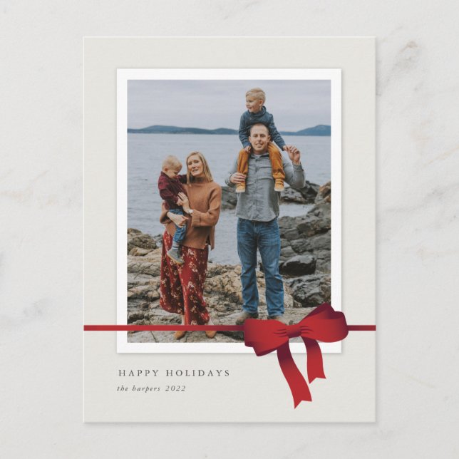 Cartão Postal De Festividades Natal de Foto Simples do Arco Vermelho (Frente)