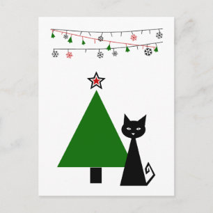 Cartão Postal De Festividades Natal de Gato Negro
