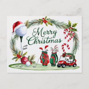 Cartão Postal De Festividades Natal de Golf temático para Cadeado de Golfe
