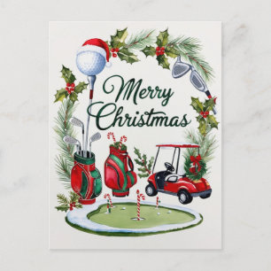 Cartão Postal De Festividades Natal de Golf temático para Cadeado de Golfe