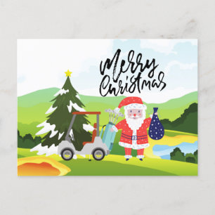 Cartão Postal De Festividades Natal de Golfe com Papai Noel para Golfe