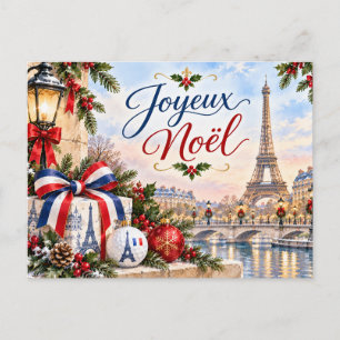 Cartão Postal De Festividades Natal de Golfe França Paris Torre Eiffel 