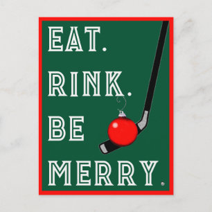 Cartão Postal De Festividades Natal de Hockey Divertido