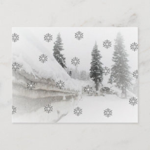 Cartão Postal De Festividades Natal de inverno em queda de neve
