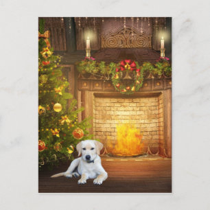 Cartão Postal De Festividades Natal de laboratório amarelo