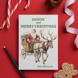 Cartão Postal De Festividades Natal de Santa no Feriado do Cowboy Ocidental