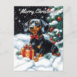 Cartão Postal De Festividades Natal de Tan Dachshund