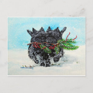 Cartão Postal De Festividades Natal de Terrier de monte de pedras