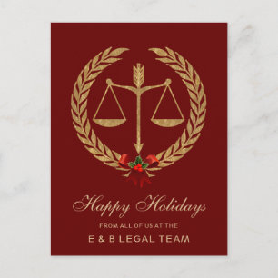 Cartão Postal De Festividades Natal do Advogado Simples Vermelho