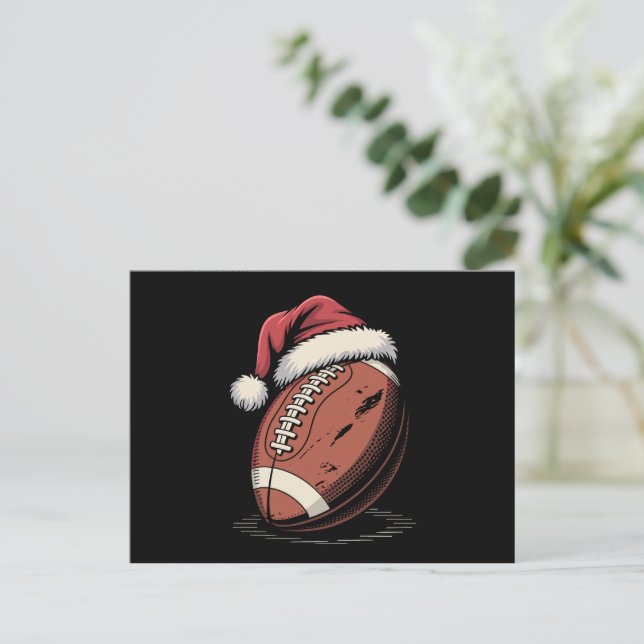 Cartão Postal De Festividades Natal do American Futebol Santa Hat Esportivo (Em pé/Frente)