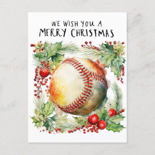 Cartão Postal De Festividades Natal do Baseball