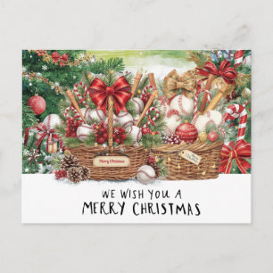 Cartão Postal De Festividades Natal do Baseball