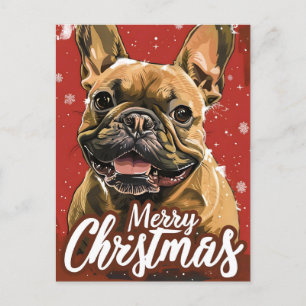 Cartão Postal De Festividades Natal do Buldogue Francês