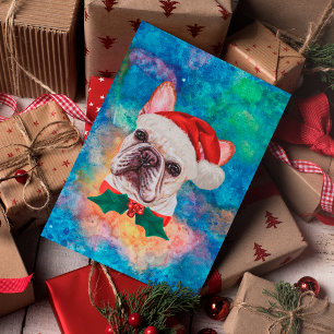 Cartão Postal De Festividades Natal do Cachorro do Bulldog Francês