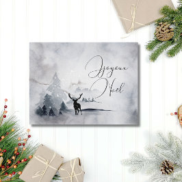 Cartão Postal De Festividades Natal do Elegante Watercolor Forest Deer Nature