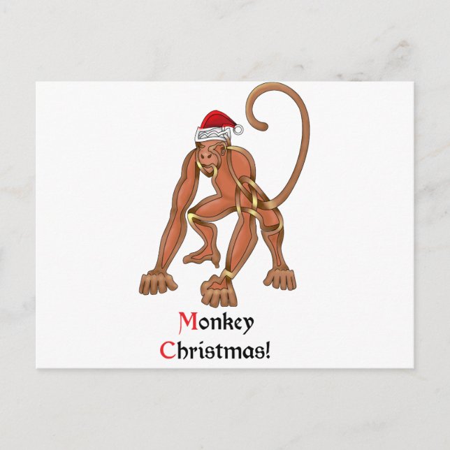 Cartão Postal De Festividades Natal do macaco (Frente)