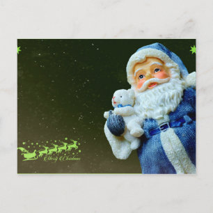 Cartão Postal De Festividades Natal do Papai Noel e Urso de Teddy