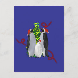 Cartão Postal De Festividades Natal do Pinguim