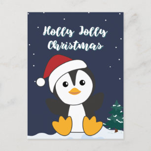 Cartão Postal De Festividades Natal do Pingüim Neve Inverno Animais Pingüins Hol