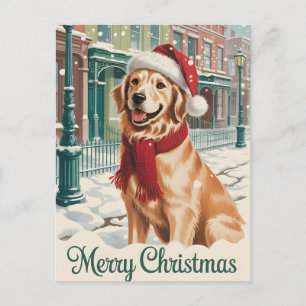 Cartão Postal De Festividades Natal do Retriever Dourado