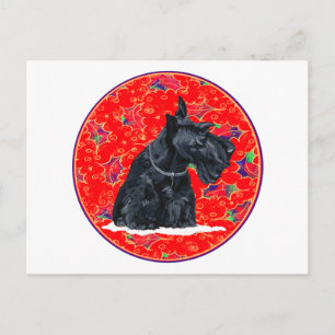 Cartão Postal De Festividades Natal do Terrier Escocês
