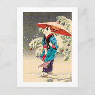 Cartão Postal De Festividades Natal do ukiyoe japonês