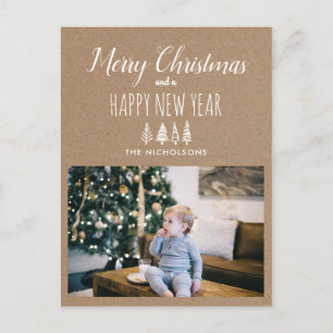 Cartão Postal De Festividades Natal e Ano Novo do Papel Kraft Foto de Feriado