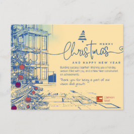 Cartão Postal De Festividades Natal e arquitetura do Elegante Blueprint