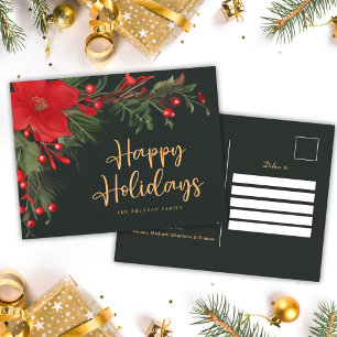 Cartão Postal De Festividades Natal Elegante Botânico Verde Moderno