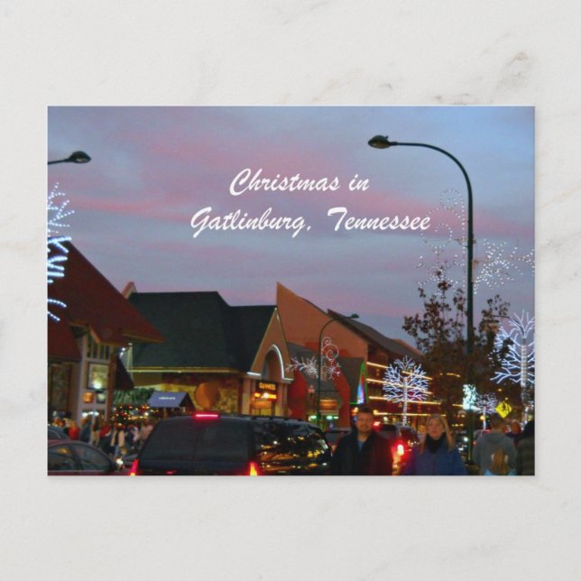 Cartão Postal De Festividades Natal em Gatlinburg, Tennessee (Frente)
