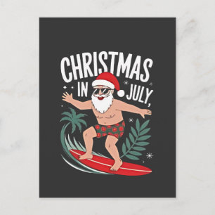 Cartão Postal De Festividades Natal em julho Férias Engraçadas de Papais noeis d