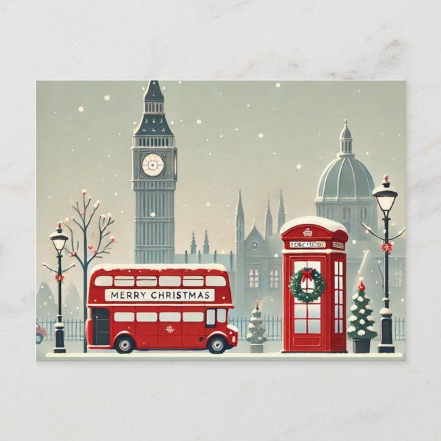 Cartão Postal De Festividades Natal em Londres | Big Ben & Festive London (Frente)