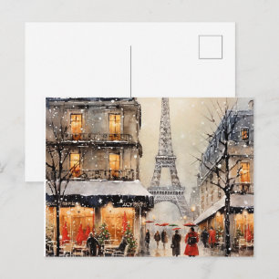 Cartão Postal De Festividades Natal em Paris,