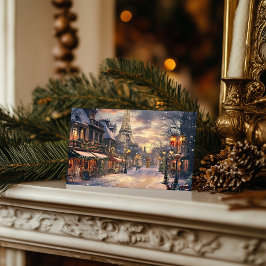 Cartão Postal De Festividades Natal em Paris: A noite na Torre Eiffel