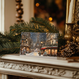 Cartão Postal De Festividades Natal em Paris: Lane Torre Eiffel Glittering