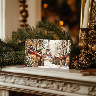 Cartão Postal De Festividades Natal em Paris: Rua Festiva da Torre Eiffel