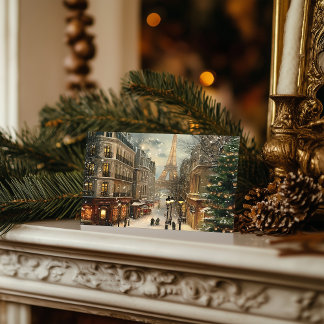 Cartão Postal De Festividades Natal em Paris: Rua Torre Cozy Eiffel