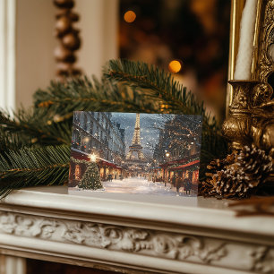 Cartão Postal De Festividades Natal em Paris: Torre Eiffel Iluminada