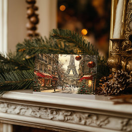 Cartão Postal De Festividades Natal em Paris: Torre Festiva Eiffel Boulevard