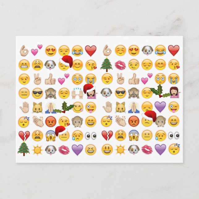 Cartão Postal De Festividades natal emojis (Frente)
