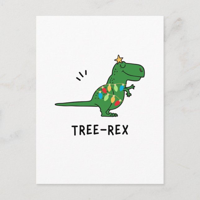 Cartão Postal De Festividades Natal Engraçado da Árvore Rex (Frente)
