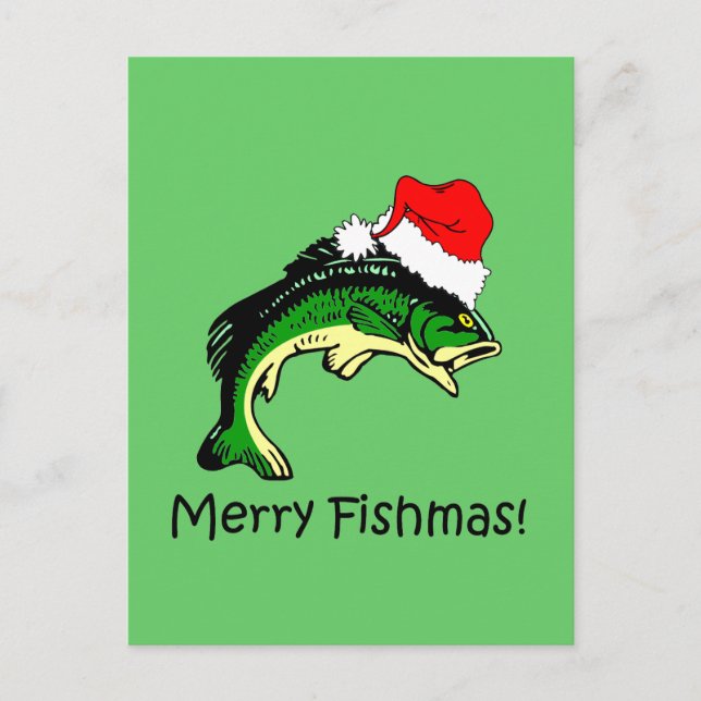 Cartão Postal De Festividades Natal engraçado da pesca (Frente)