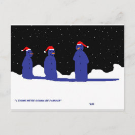 CARTÃO POSTAL DE FESTIVIDADES NATAL ENGRAÇADO DOS BONECOS DE NEVE