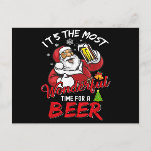 Cartão Postal De Festividades Natal engraçado Papai Noel bebendo cerveja Maravil