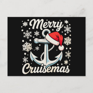 Cartão Postal De Festividades Natal Feliz Cruzeiro Âncora Chapéu do Papai Noel C