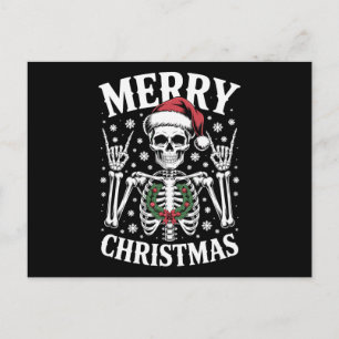 Cartão Postal De Festividades Natal Feliz Esqueleto Chapéu do Papai Noel Pedra S