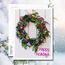 Cartão Postal De Festividades Natal Feliz Feriados Farmhouse Modern Wreath \