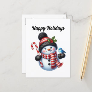 Cartão Postal De Festividades Natal Feliz Férias menta snowman 